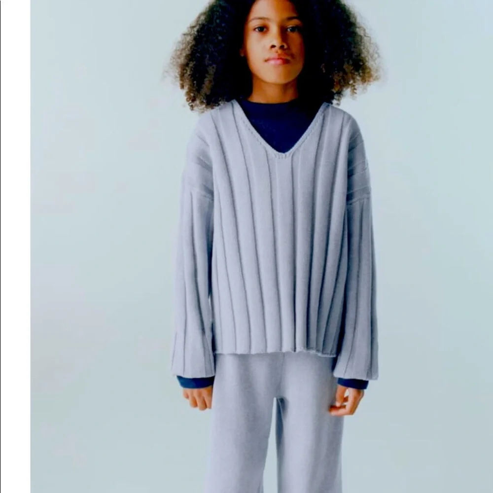 Zara ribbed sweater. Girls. Light blue - Picture 1 of 4